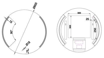 Wiesbaden Round dimbare LED condensvrije spiegel rond 60cm