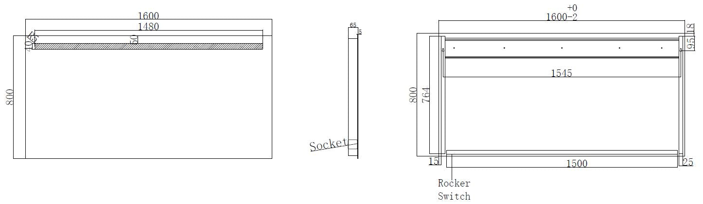 Tigris spiegel 160 x 80 cm rechthoek met LED en stopcontact - WDtegels