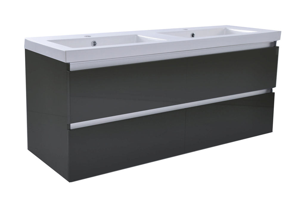 Vision onderkast met 4 laden 2 uitsparingen 120 x 46 cm hoogglans grijs - WDtegels