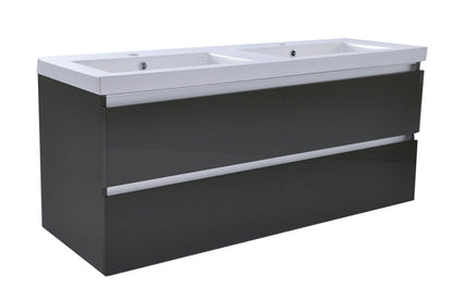 Vision onderkast met 4 laden 2 uitsparingen 120 x 46 cm hoogglans grijs - WDtegels