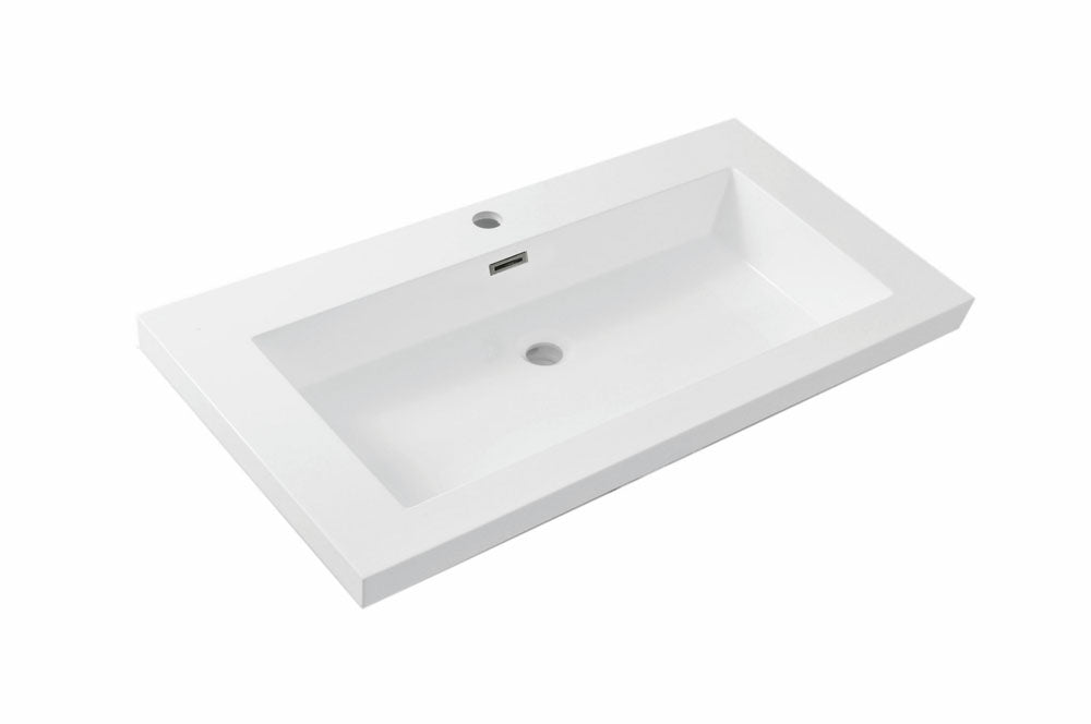 Vision wastafel enkel met 1 kraangat 80x46x5,5 cm kunstmarmer glans wit - WDtegels