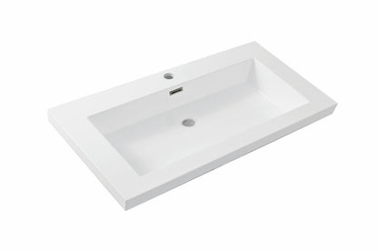 Vision wastafel enkel met 1 kraangat 80x46x5,5 cm kunstmarmer glans wit - WDtegels