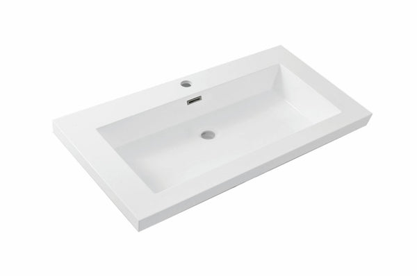 Vision washbasin single with 1 tap hole 80x46x5.5 cm artificial marble gloss white