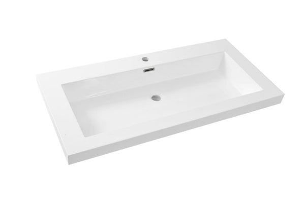 Vision washbasin single with 1 tap hole 100x46x5.5 cm artificial marble gloss white