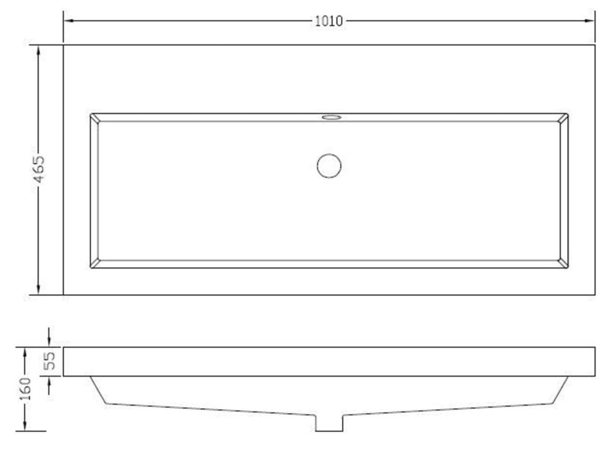 Lijntekening Vision meubelwastafel 100 x 46 x 5,5 cm kunstmarmer glans wit