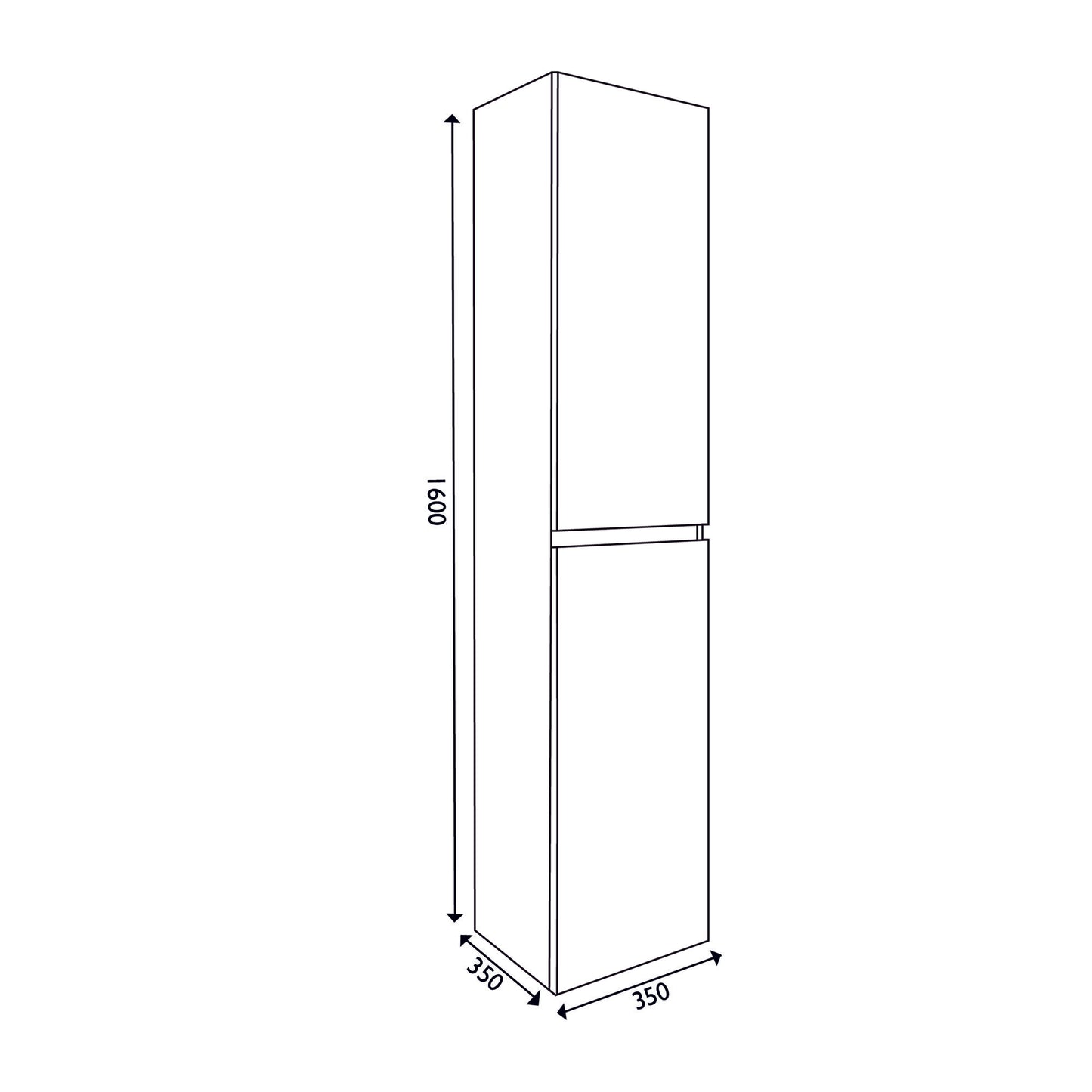 38.3930 Vision kolomkast 2 deuren 160x35x35 wit