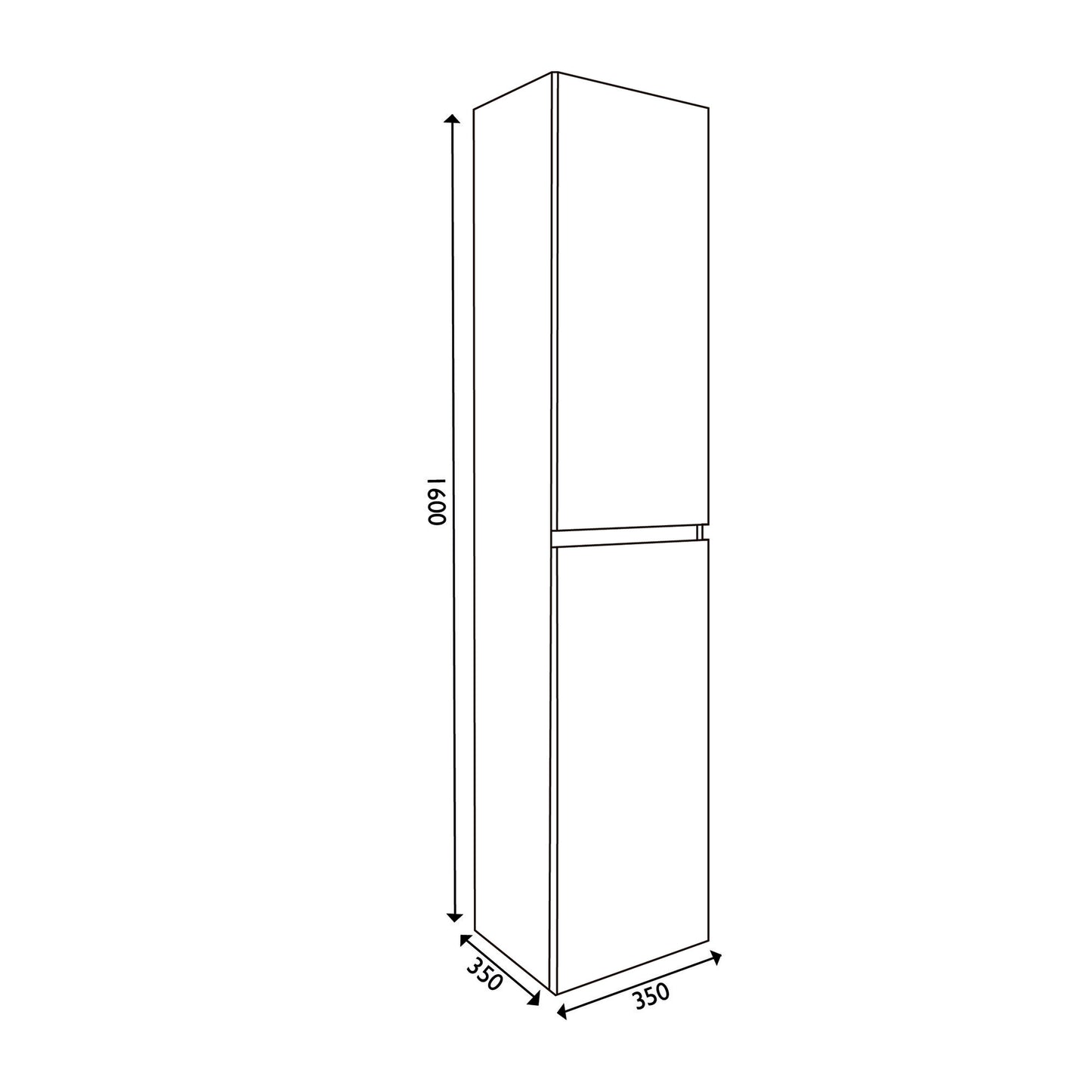 Vision kolomkast 2 deuren 160x35x35 hoogglans grijs - WDtegels