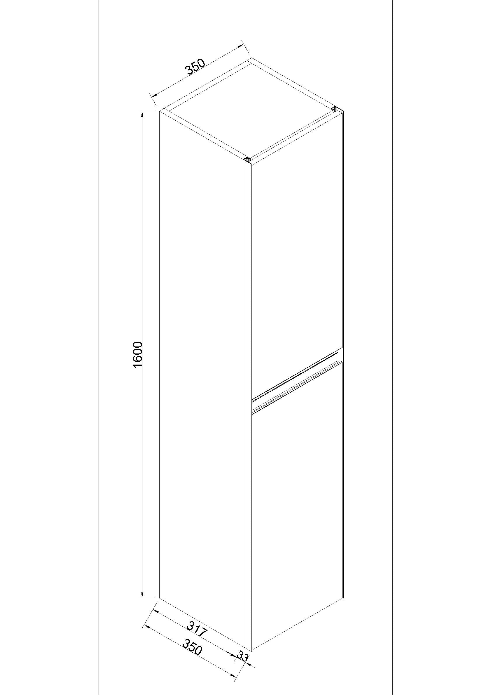 Lotus kolomkast met 2 deuren 35 cm naturel eik/mat zwart - WDtegels