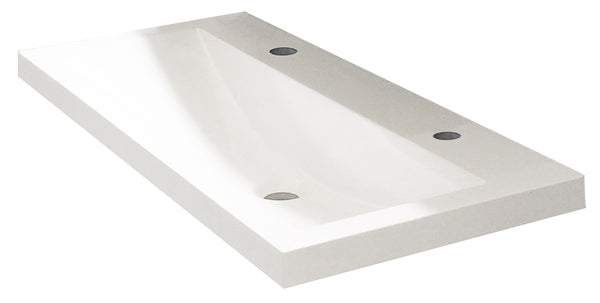 Flag washbasin single with 2 tap holes 100x36x4 cm artificial marble gloss white