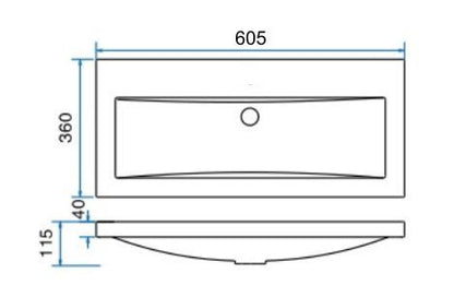 Wiesbaden wastafel 60cmx36cm zonder kraangat wit