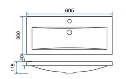 Wiesbaden wastafel 60cmx36cm √©√©n kraangat wit