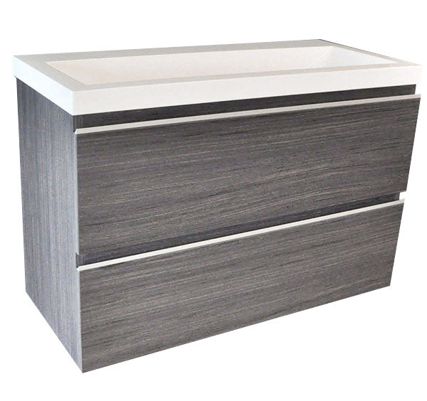 Mueble bajo con estante 80x36x50cm - veteado de madera gris