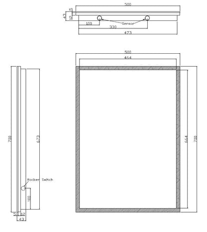 Quatro spiegel 70 x 50 cm rechthoek met LED, dimbaar en spiegelverwarming - WDtegels