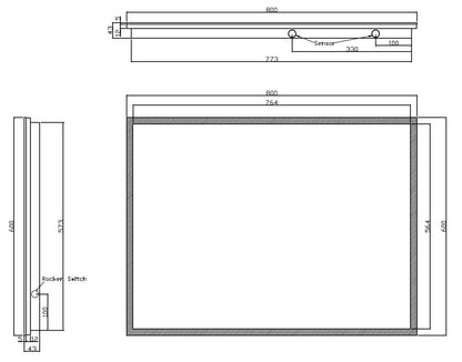 Wiesbaden Quatro-Led dimbare condensvrije spiegel 80x60cm