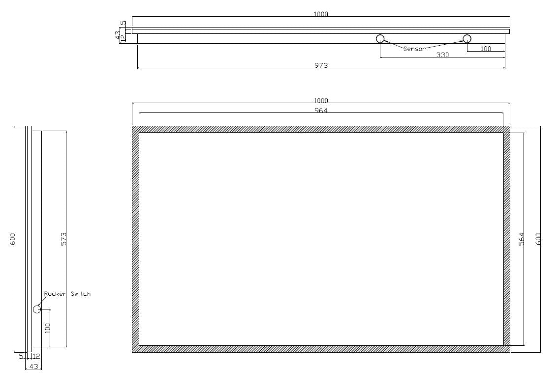 Quatro spiegel 100 x 60 cm rechthoek met LED, dimbaar en spiegelverwarming - WDtegels