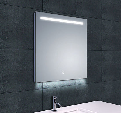 Ambi one spiegel vierkant met LED, dimbaar en spiegelverwarming 60 x 60 cm - WDtegels