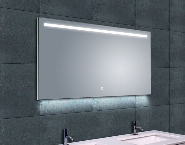 Ambi one spiegel 120 x 60 cm rechthoek met LED, dimbaar en spiegelverwarming