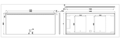Ambi one spiegel 140 x 60 cm rechthoek met LED, dimbaar en spiegelverwarming - WDtegels