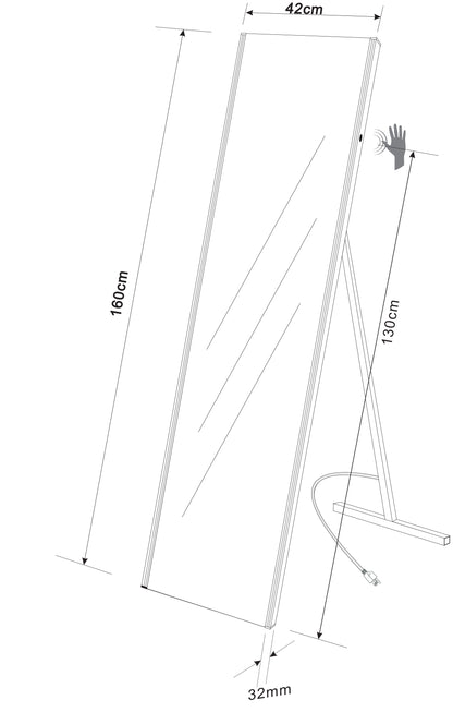 Wiesbaden passpiegel 160x42 met led verlichting
