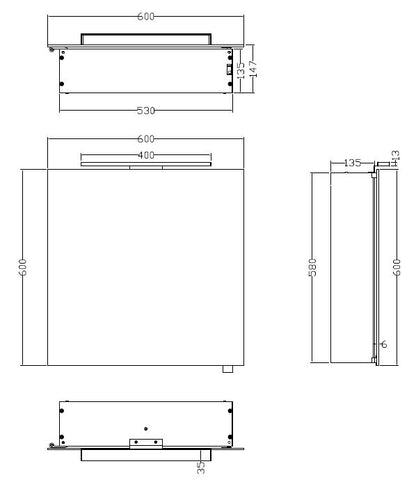 Bright spiegelkast 60 x 60 x 14 cm met LED - WDtegels