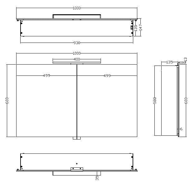 Bright spiegelkast 100 x 60 x 14 cm met LED - WDtegels