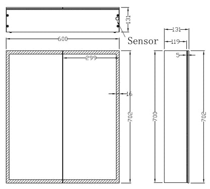 Quatro spiegelkast met LED verlichting 60 x 70 cm 8719323031241