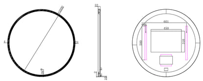 Maro spiegel 100 cm rond met LED, dimbaar en spiegelverwarming mat zwart - WDtegels