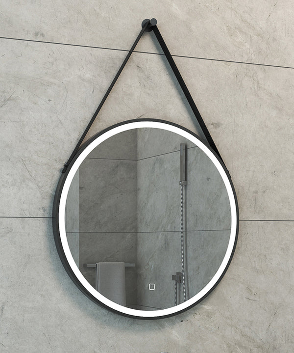 Cinto spiegel 60 cm rond met band, LED, dimbaar en spiegelverwarming mat zwart