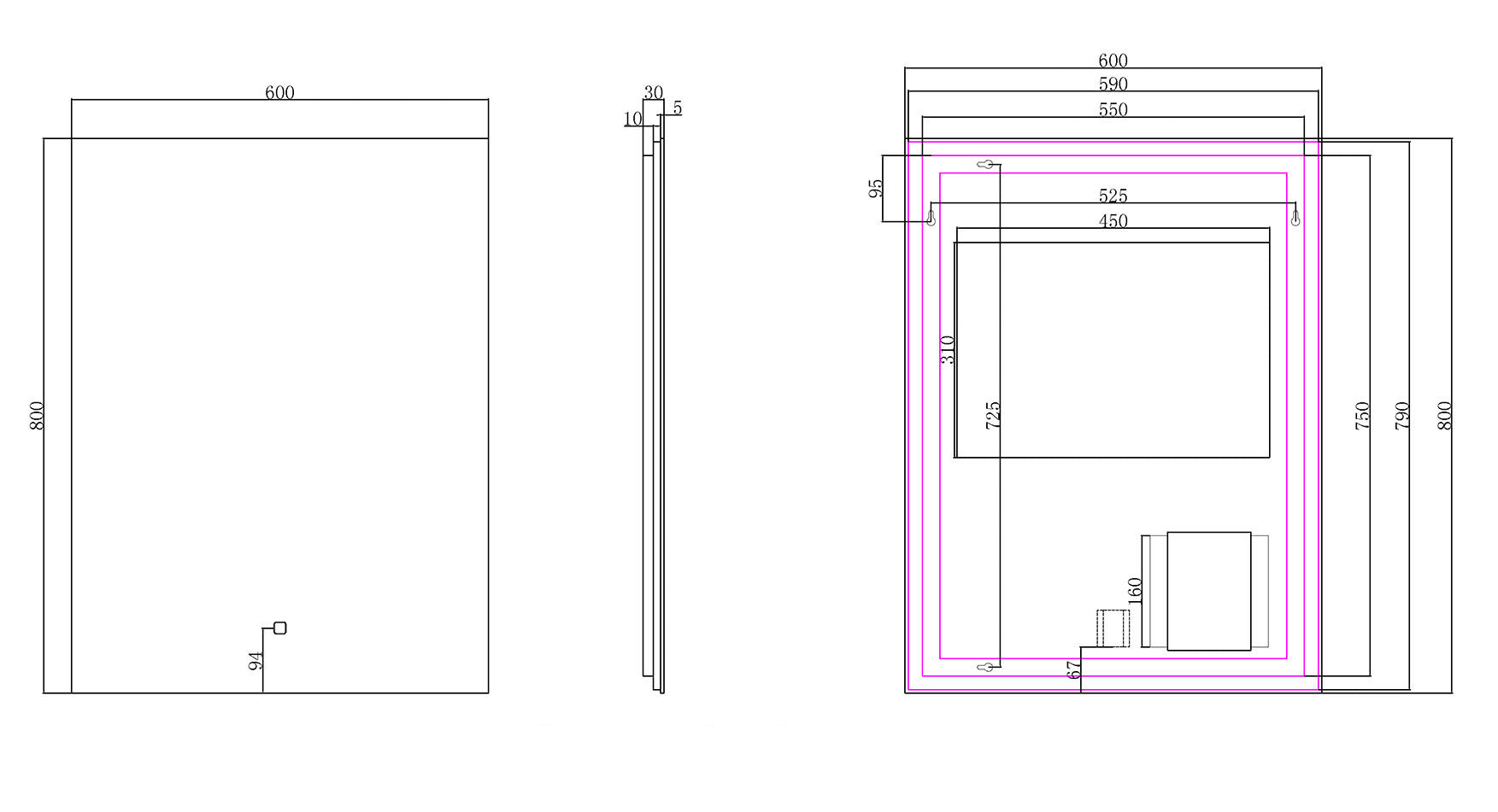 Soul spiegel 60 x 80 cm rechthoek met LED, dimbaar en spiegelverwarming - WDtegels