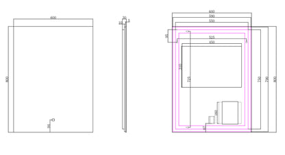 Soul spiegel 60 x 80 cm rechthoek met LED, dimbaar en spiegelverwarming - WDtegels