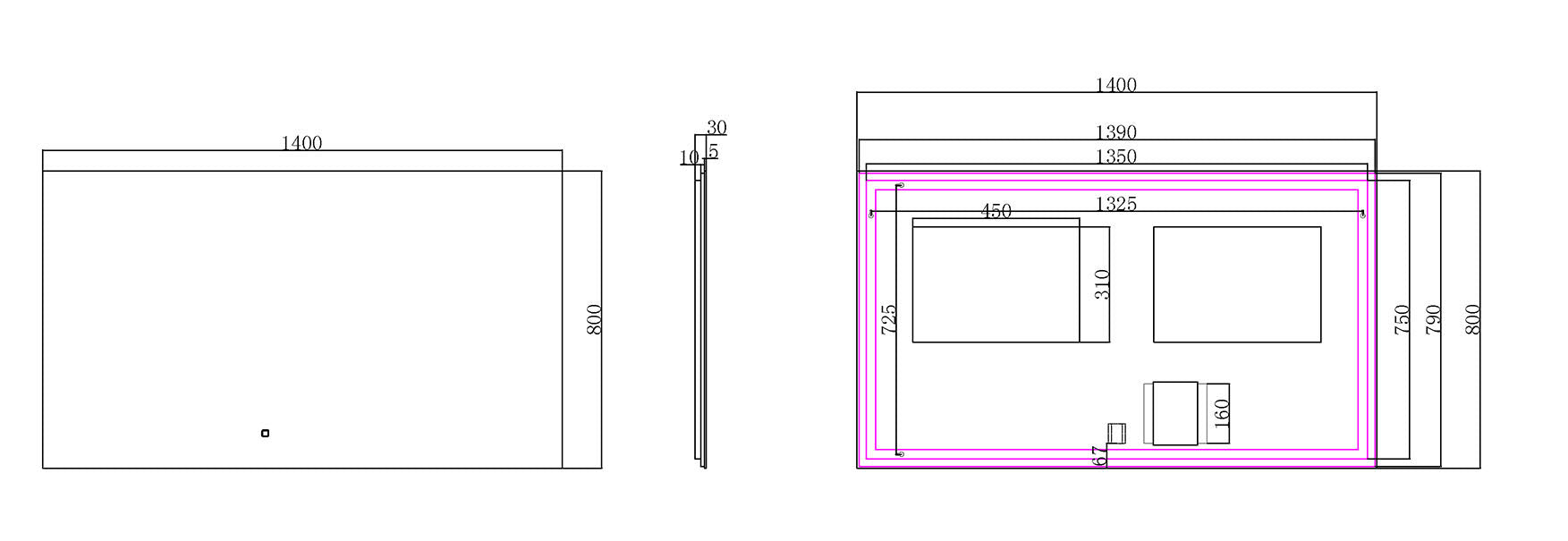 Soul spiegel 140 x 80 cm rechthoek met LED, dimbaar en spiegelverwarming - WDtegels