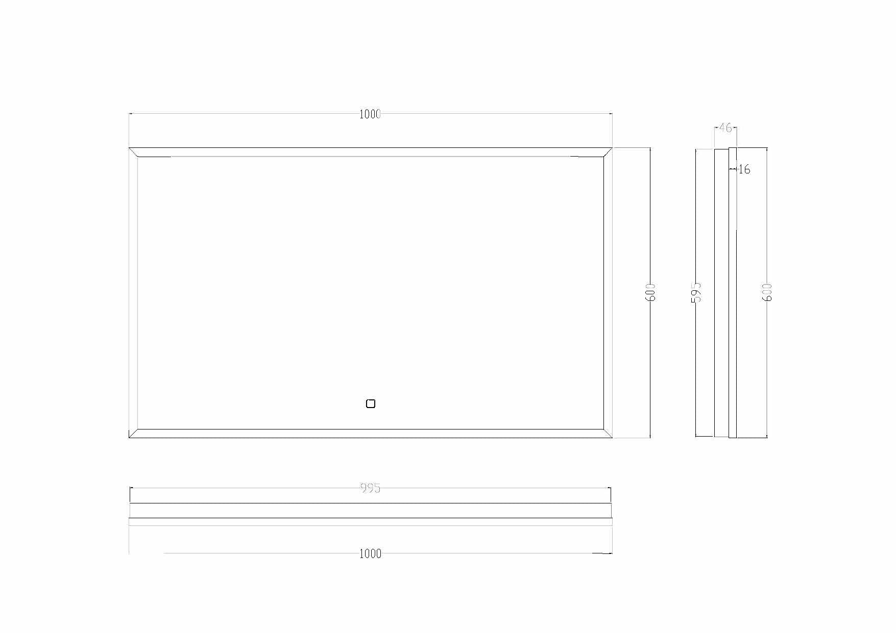 Avi spiegel 100 x 60 cm rechthoek met LED, dimbaar en spiegelverwarming mat zwart - WDtegels