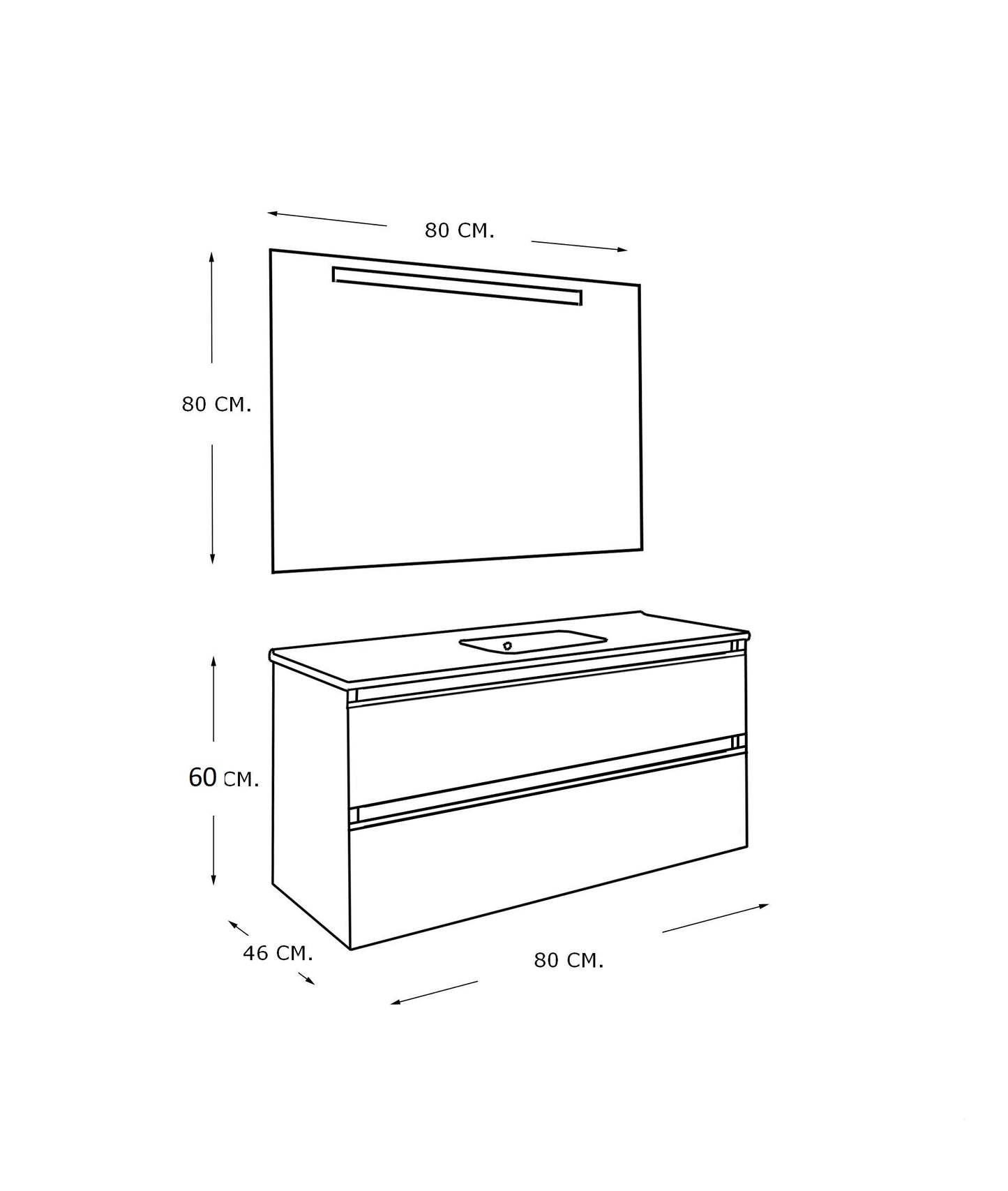 Wiesbaden SEPHIA compleet badmeubel  80cm mat-wit