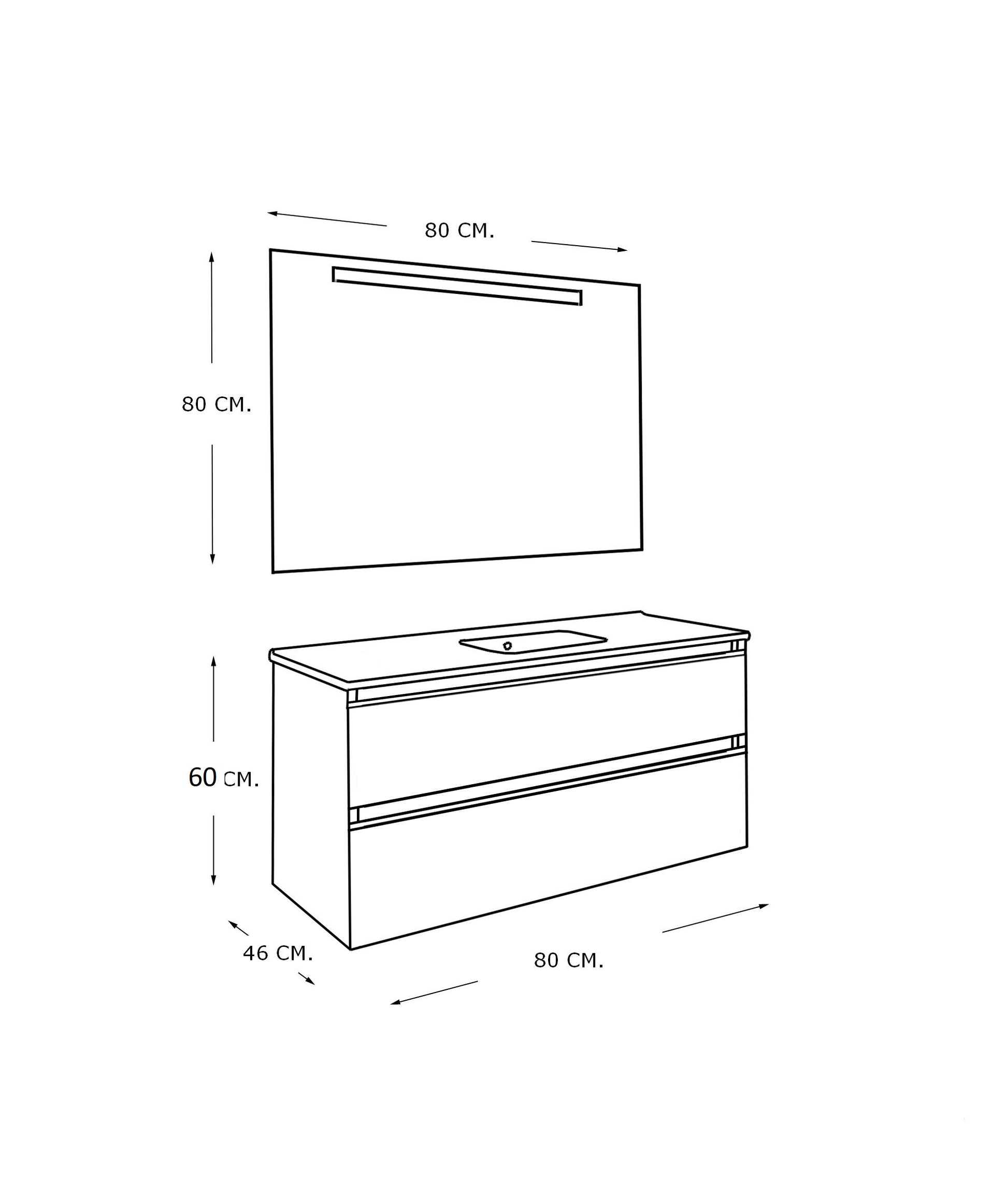 Sephia complete meubelset 80 cm mat wit 8719956083983