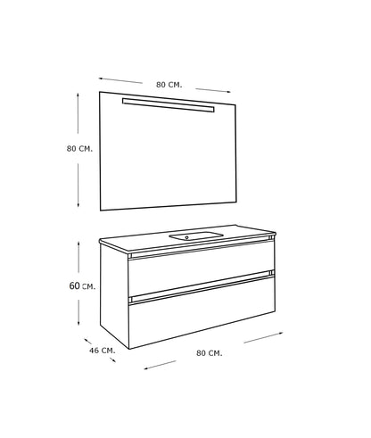 Sephia complete meubelset 80 cm licht eiken 8719956083990