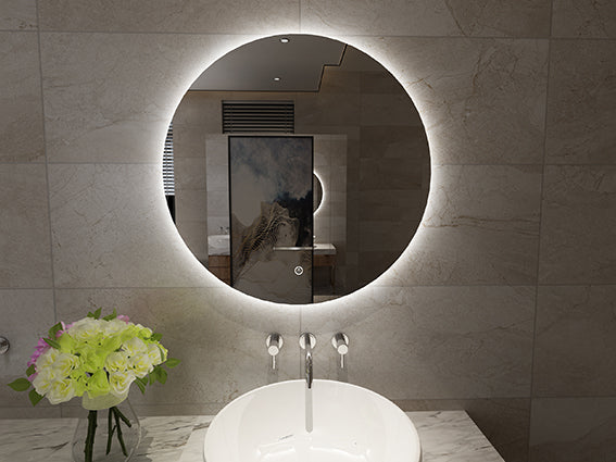 Giro mirror round with LED, dimmable 80 cm