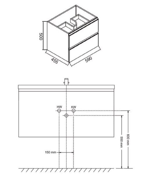 Wiesbaden Tigris onderkast 60 x 46 cm houtnerf grijs