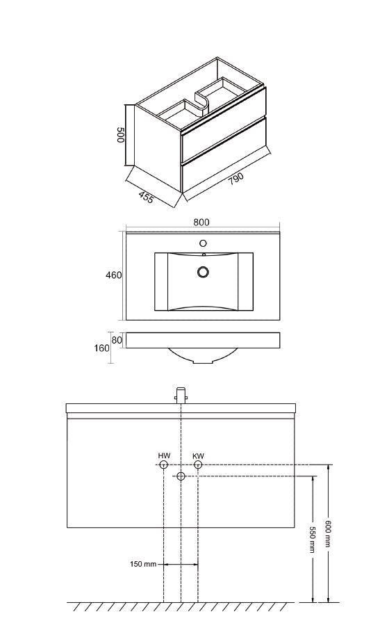 Tigris onderkast 80 x 46 cm houtnerf grijs 8719743062191