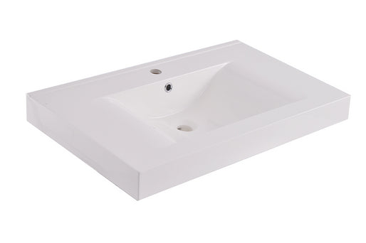 Lavabo de mármol artificial suelto Tigris de Wiesbaden, 80 x 46, blanco