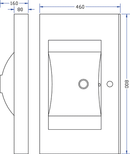 Slope kunstmarmeren wastafel 80 x 46 cm wit 8719323035508