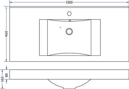 Wiesbaden Tigris losse kunstmarmer wastafel 100x46 wit