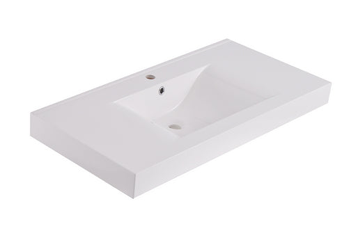 Lavabo de mármol artificial suelto Tigris de Wiesbaden, 100 x 46, blanco