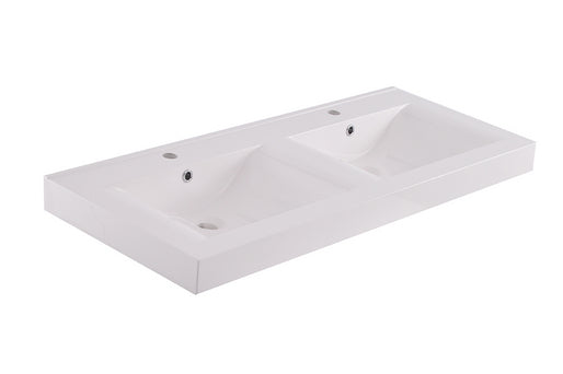 Lavabo doble de mármol artificial suelto Tigris de Wiesbaden, 120 x 46, blanco