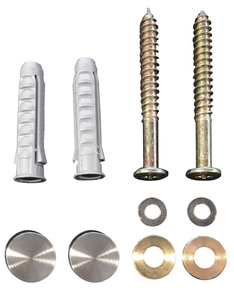 Screw set for mounting bracket 2 pieces brushed steel