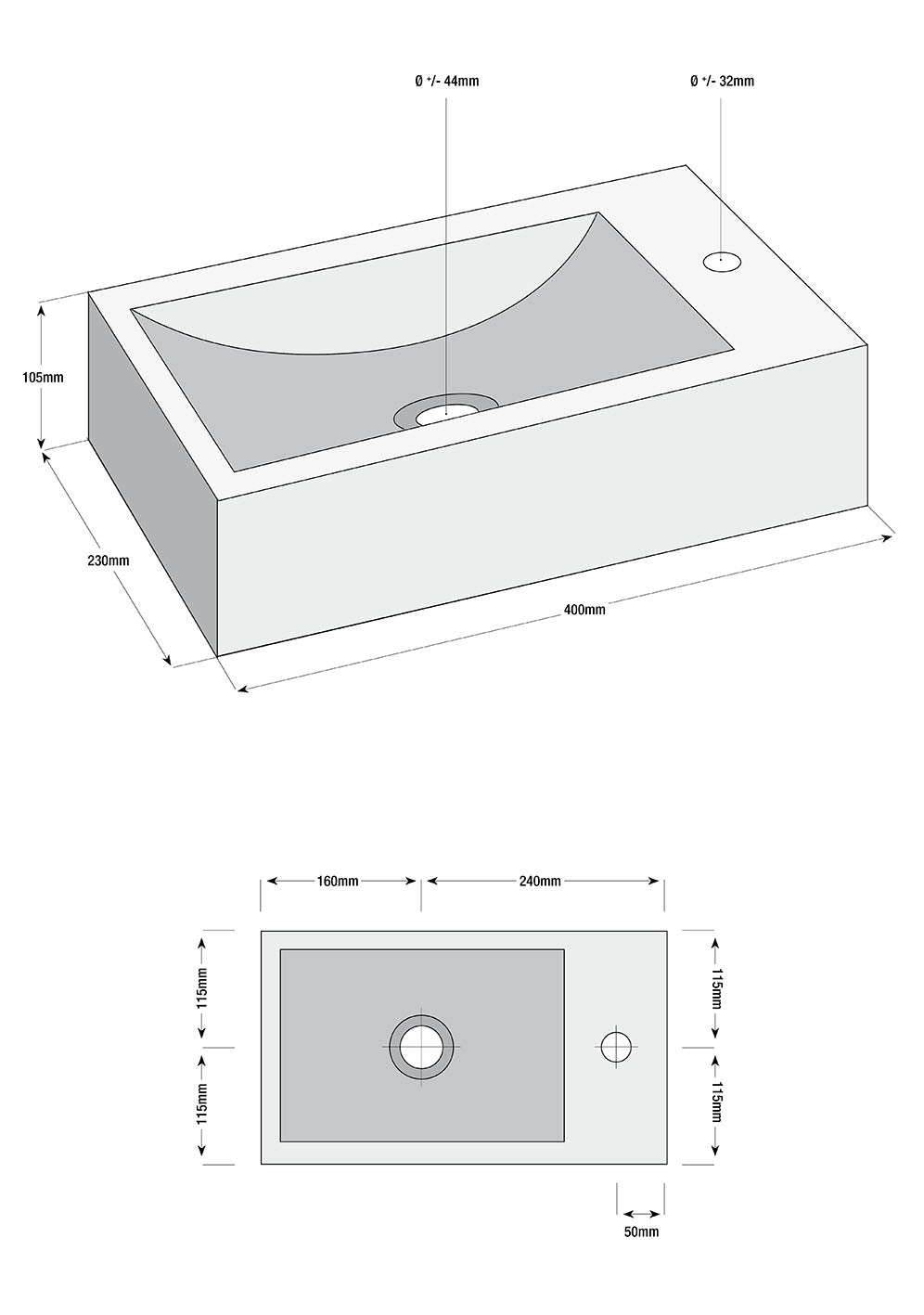 Matera fonteinset rechts | 40x23x10.5cm