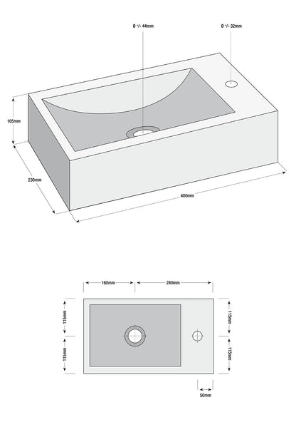 Matera fonteinset rechts | 40x23x10.5cm