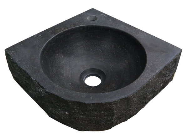 Raw corner fountain hammered 30x30x10 cm hard stone honed