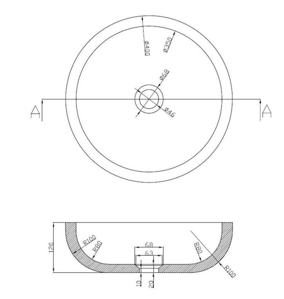 Wiesbaden Hardstenen opzetwastafel rond 40x12 - WDtegels