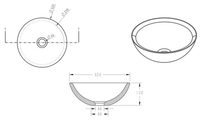 Wiesbaden hard stone countertop basin 32x32x12