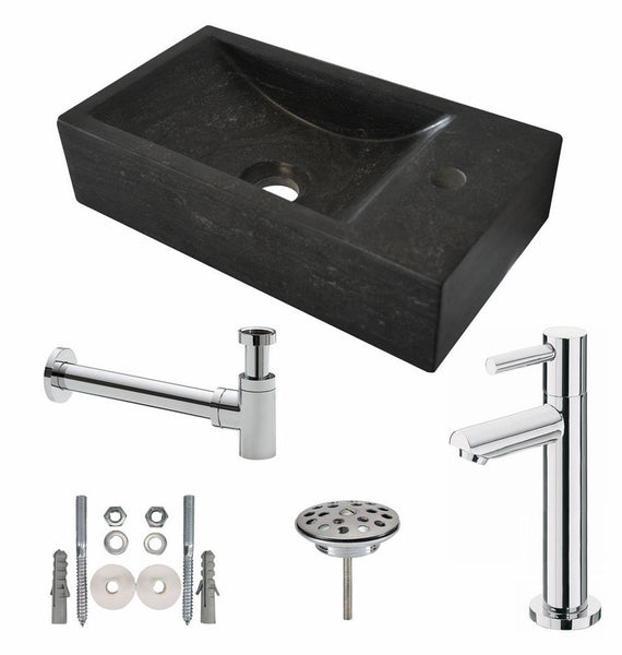 One pack Raw fountain right 40x22x10 cm hard stone honed